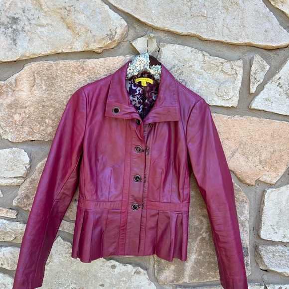 Vintage John Carlisle Leather Jacket Magenta Pink medium - Picture 8 of 12